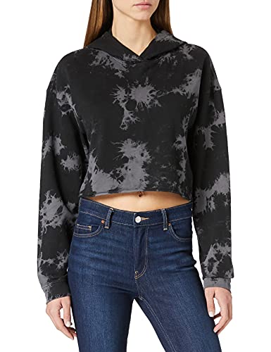 Urban Classics Damska bluza z kapturem, oversize, z bleached, czarny/szary, 4XL