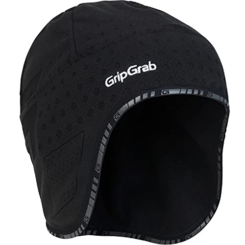 GripGrab Aviator Cap wiatroszczelna termiczna zimowa czapka pod kask rowerowy, ciepła czapka z podszewką polarową, czarny, 60-63