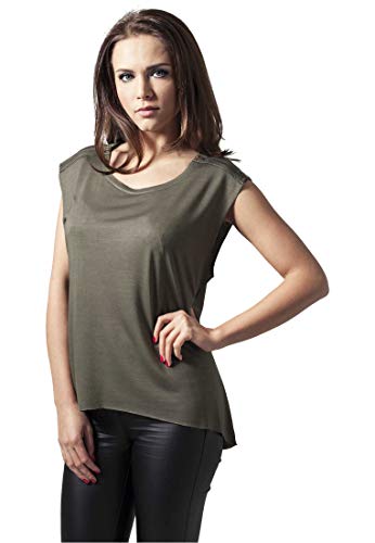 Urban Classics Damska koszulka z zamkiem błyskawicznym Hilo Tee, zielony (oliwka 176), XS