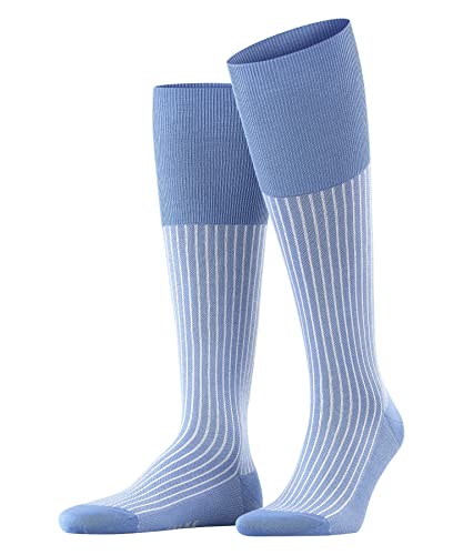 FALKE Mężczyźni Podkolanówki Oxford Stripe M KH Bawełna długie z wzorem 1 Para, Niebieski (Linen 6326), 41-42