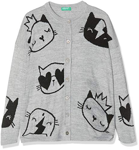 United Colors of Benetton Dziewczęca kardigan Disegno Gatto Lurex kurtka z dzianiny