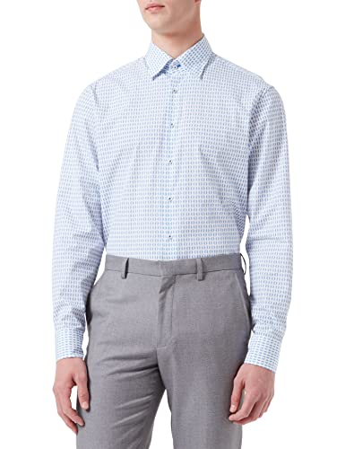 Jacques Britt Męska koszula biznesowa Regular Fit MESSINA (106), Wielokolorowy (niebieski 15), 45 PL (Producent rozmiar: 45x2)