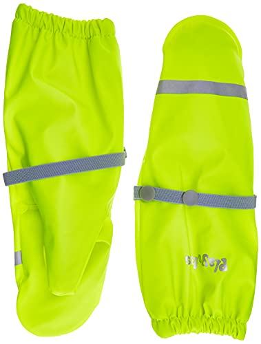 Playshoes Dziecięce rękawiczki przeciwdeszczowe, wodoodporne rękawiczki z podszewką polarową, 43 – neonowy żółty, 4-6 lat