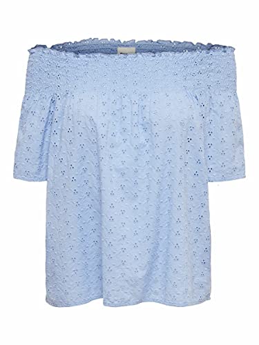 ONLY Damski top Onlnew Shery Life Emb Offsho Ff DNM, Blue Heron, S