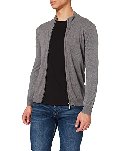 Frenchcool Męska kurtka z dzianiny Gilet Gris Avec Zip szara z zamkiem błyskawicznym