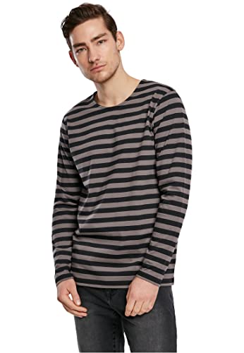Urban Classics Męski t-shirt z regularnym paskiem, Asphalt/czarny., M