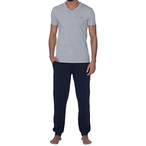 GANT Oryginalny męski t-shirt slim dekolt w serek, jasnoszary melanżowy, L