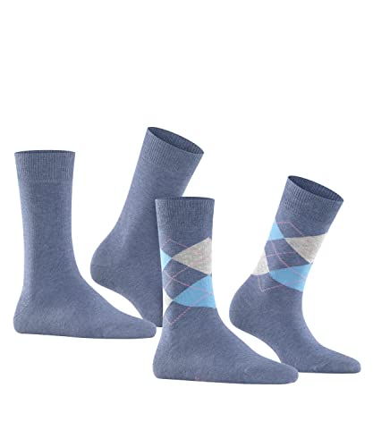 Burlington Kobiety Skarpety Everyday Mix 2-Pack W SO Bawełna z wzorem 2 Pak, Niebieski (Light Denim 6660), 36-41