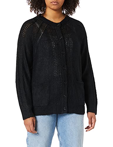 Noa Noa Damski sweter Essential Melange Mohair, długi rękaw, czarny, XXS