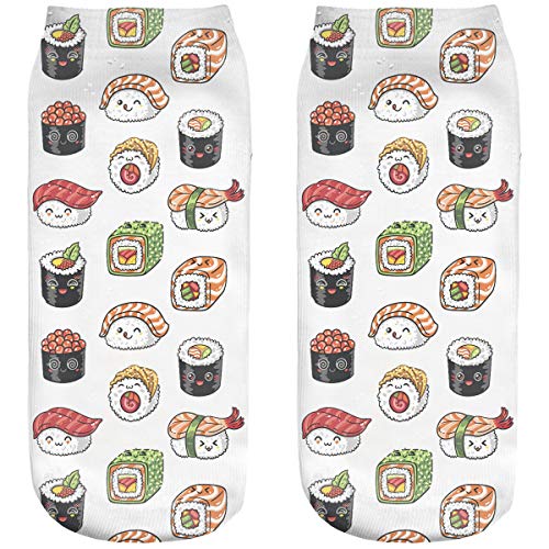 Ferocity Zabawne skarpety Sneaker Półskarpety Pończochy Skarpety Sportowe Stopy z motywem 3D [001], sushi 2