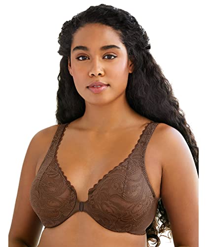 Glamorise Damski biustonosz Wonderwire z koronkowym zapięciem z przodu #9245 z pełnym zakryciem (1 szt.)