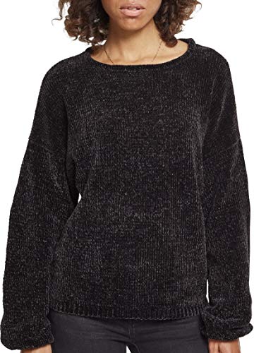 Urban Classics Damska bluza szenilowa oversize, bluza, czarny (Black 00007), L