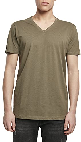 Build Your Brand Męski T-shirt Light Tee dekolt w serek, górna część z dekoltem w serek, dostępny w wielu kolorach, rozmiary S – 5XL, oliwkowy, XL