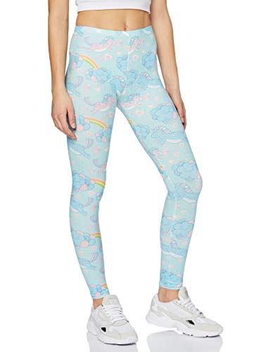 cosey Damskie legginsy z kolorowym nadrukiem (rozmiar uniwersalny) legginsy, jednorożce i chmury