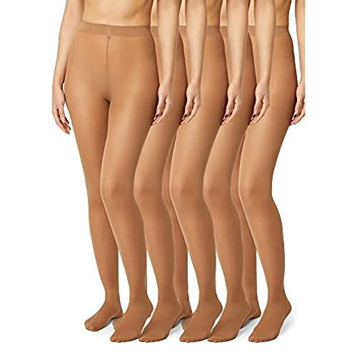 FM London Damskie rajstopy Collants 40 deniers (lot de 5), Brązowy, XL