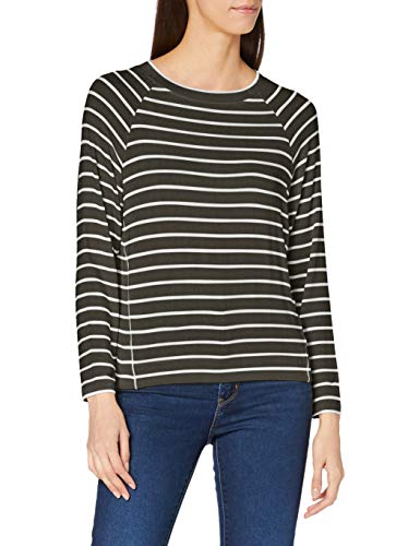 s.Oliver Damska koszulka z dzianiny w paski, Khaki Stripes, 46 PL