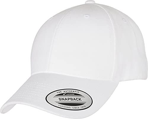 Yupoong Flexfit czapka z daszkiem, uniseks, z wytrzymałej mieszanki wełny poliakrylowej, zakrzywiony wizjer, regulowany rozmiar, rozmiar uniwersalny, pasuje do wszystkich, biały, jeden rozmiar