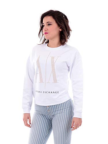 Armani Exchange Damska bluza Studded Icon, biały, XS