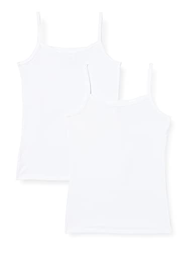 Schiesser Dziewczęcy Podkoszulek Dwupak Top Spaghetti - 95/5 Organic, Biały, 176 Cm