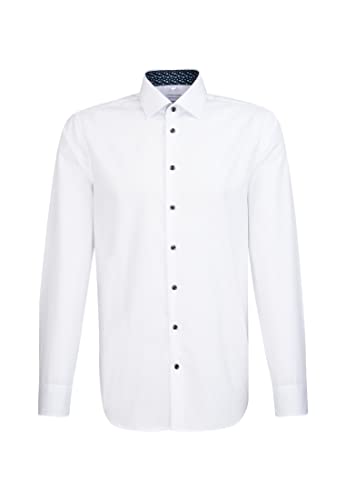 Seidensticker Męska koszula z długim rękawem Poplin, biały (biały 01), 36 PL