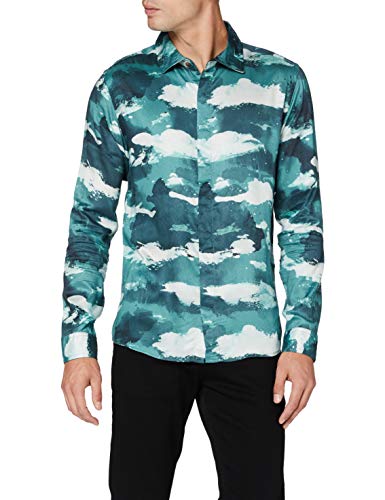 Bolongaro Trevor Męska koszula z długim rękawem w chmury, niebieski/biały, S