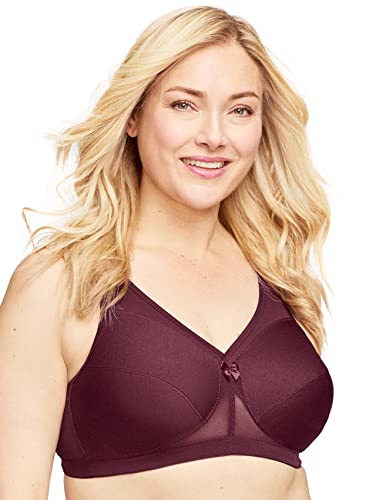 Glamorise Damski biustonosz sportowy Plus Size MagicLift Active Support Bra bez fiszbin #1005, winny, 100H