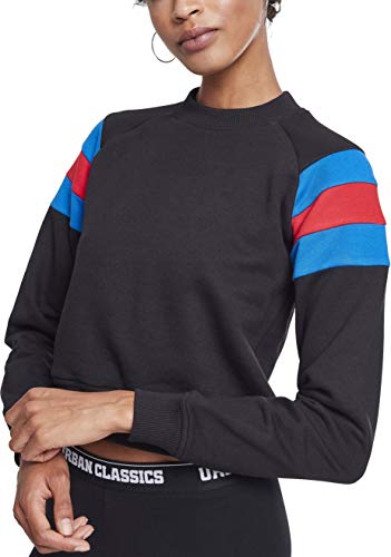Urban Classics Damska bluza z długim rękawem Stripe Crew, wielokolorowy (Black/Brightblue/Firered 01558), M