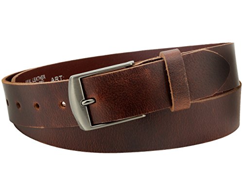 Vascavi Skórzany pasek ze skóry bawolej, Made in Germany, brązowy, ok. 35 mm szerokości i ok. 3-4 mm grubości, możliwość skrócenia, pasek, pasek z pełnej skóry, pasek dżinsowy, pasek męski, pasek
