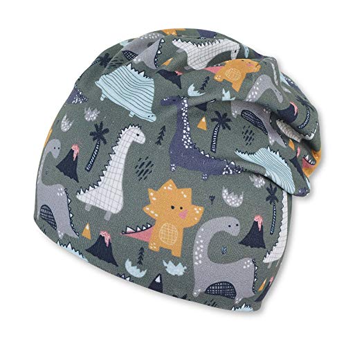 Sterntaler Czapka Slouch-beanie dla chłopców z motywem dinozaura, ciemnozielony, 55