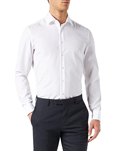 Seidensticker Męska koszula biznesowa - Slim Fit - nie wymaga prasowania - kołnierz Kent - długi rękaw - 100% bawełna, biały (biały 01), 38