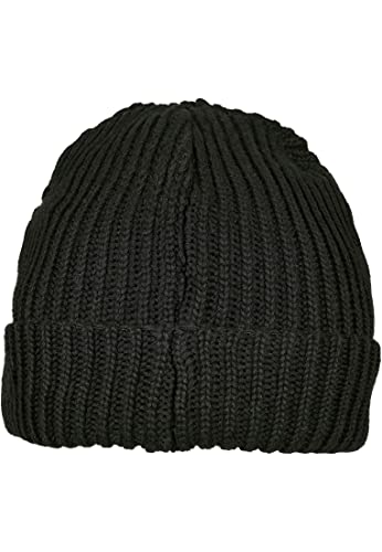 Urban Classics Czapka dziergana unisex Trawler Beanie z przędzy pochodzącej z recyklingu dla mężczyzn i kobiet – Fisherman Beanie na zimę, czarny, jeden rozmiar