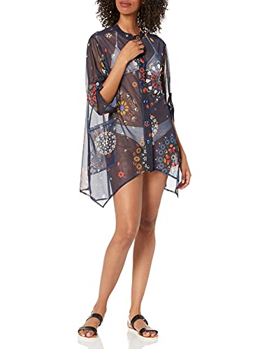 Desigual Damska koszulka top_Sicilia Swimwear Cover Up, niebieski, L