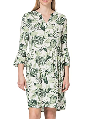 Timezone Damska sukienka w stylu boho z nadrukiem, Green White Philo Leaves, XL