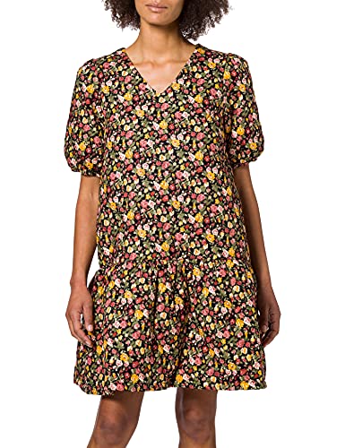 YAS Damska sukienka Yasrosalia Ss Padded Dress-Ma, Black/Aop:rosalia Aop, L