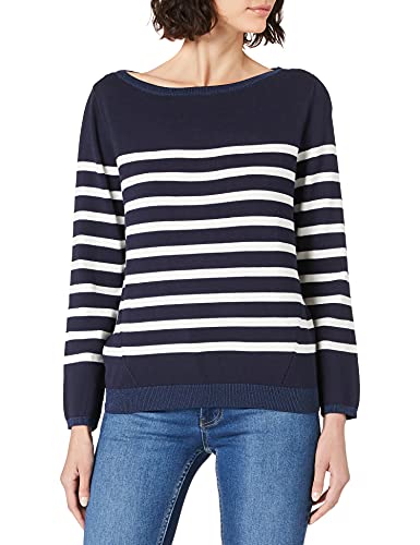 Mexx Damski sweter w paski Boatneck, Dark Sapphire (Navy), S