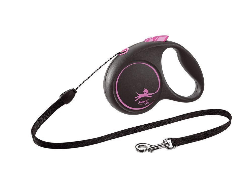 Flexi Smycz oryginalna Black Design różowa S 5m do 12kg linka