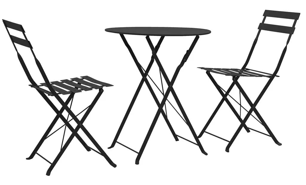 Zestaw czarnych metalowych mebli ogrodowych B3-E28