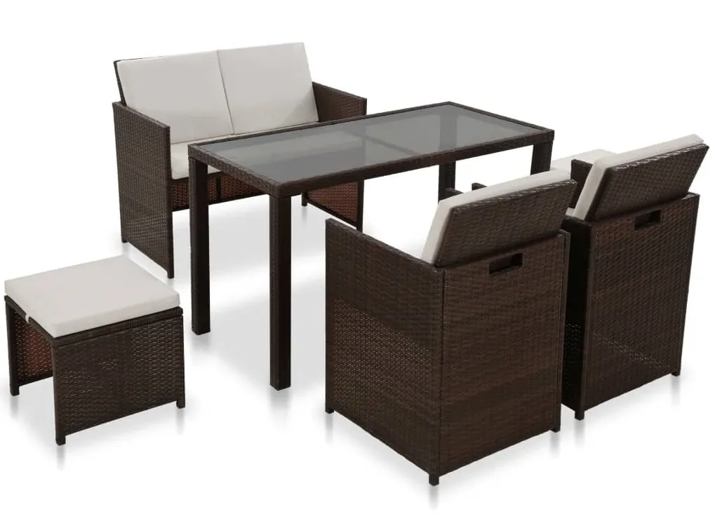 Brązowy zestaw mebli ogrodowych z poduszkami G5-N67