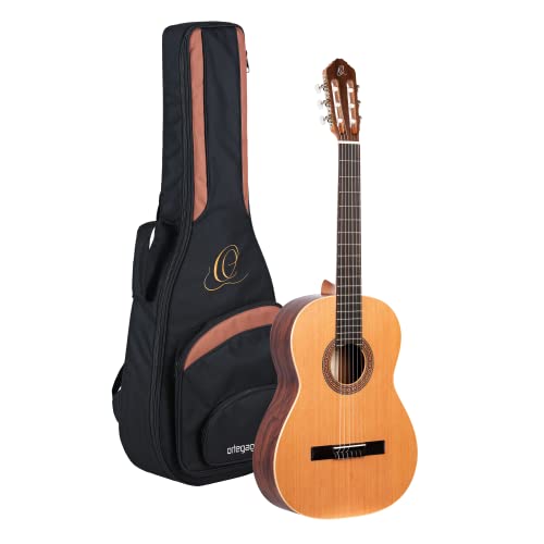 Ortega Gitary R180 tradycyjna seria nylonowa 6-strunowa gitara z solidnym topem cedrowym, korpusem bąbelkowym, satynowym wykończeniem