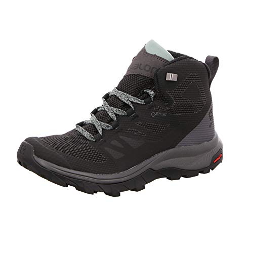 Salomon Damskie buty trekkingowe Outline Mid Gore-tex, czarny - Black Magnet Green Milieu - 36 EU