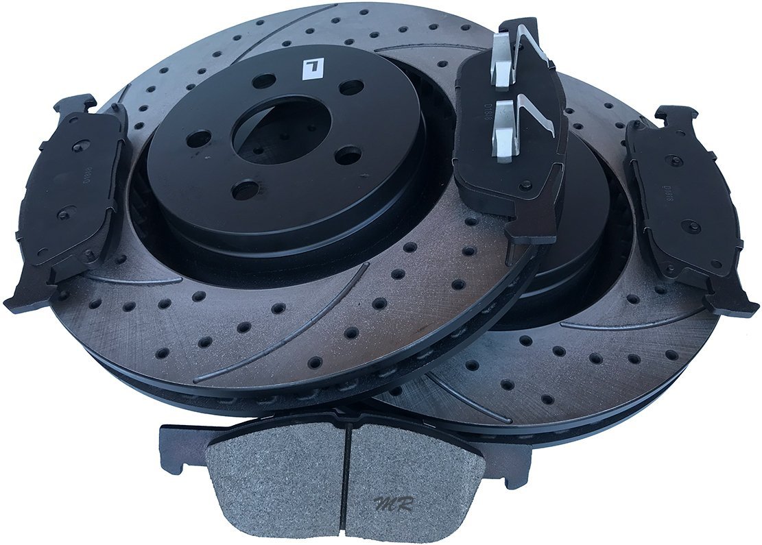 Przednie klocki + WIERCONE tarcze hamulcowe 345mm Ford Fusion Sport 2017-
