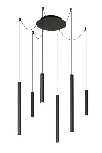 Lucide LORENZ Pająk Czarna LED ściemnialna 6x4W 3000K Lampa wisząca 74403/06/30