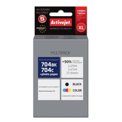 ACTIVEJET Tusz ACTIVEJET Multipack AH-M704RX + papier KUP ten produkt 8% TANIEJ Dotyczy zamówień powyżej 500 zł AH-M704RX CN693AE CN692AE (AH-M704RX Zamiennik HP 704 CN693AE CN692AE)