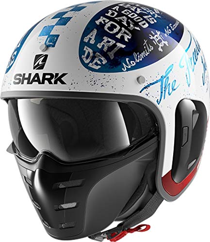 SHARK Męski kask motocyklowy, biały/niebieski, XL