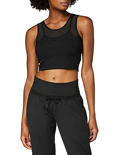 PUMA Damen STUDIO LAYERED CROP TOP Tanktop, Black, S