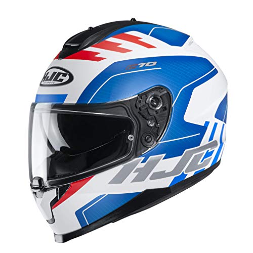 HJC Helmets Męski kask motocyklowy Nc, biały/niebieski/czerwony, S