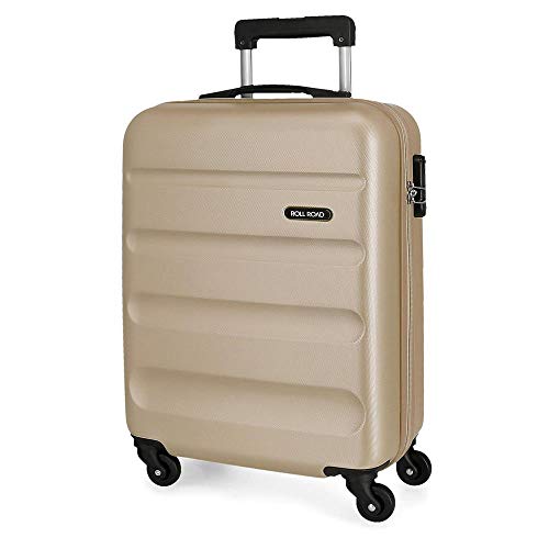Roll Road Flex walizka kabinowa beżowa 38 x 54 x 20 cm twarda obudowa ABS zamek szyfrowy 35 l 2,5 kg 4 kółka bagaż podręczny