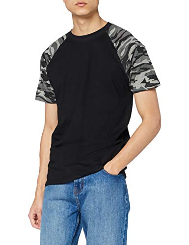 Urban Classics T-shirt męski Raglan Contrast Tee, Black/Darkcamo, 3XL