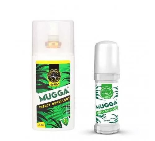 Zestaw - Repelent Środek na komary i inne owady Mugga spray 75ml + Roll-On (kulka) 50ml 9,5% DEET