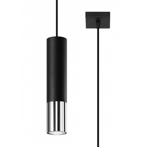 Czarno-chromowana lampa wisząca tuba G2-A54